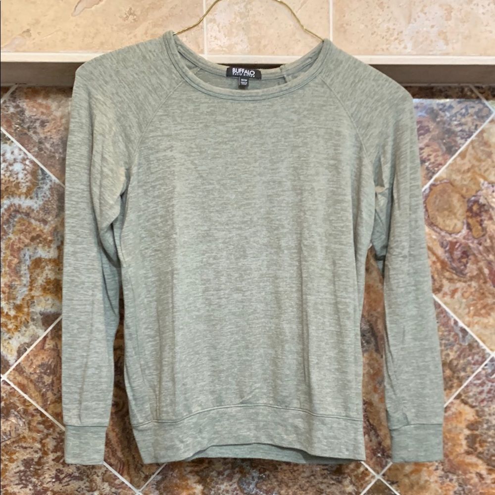 Women's Buffalo David Bitton Green Soft Rayon Blend Stretch Sweatshirt Pull On